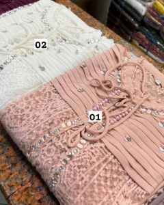 COD-Gamis Rompi Misah Terbaru Aplikasi Payet Mutiara Bahan Ceruty Mix Brokat
