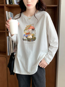 Shoulder Womens T-Shirt 2024 New Arrival Spring & Fall Womens Pure Cotton Inner Wear White T-shirt Bottoming Shirt Belly-Covering Long Sleeve Tops