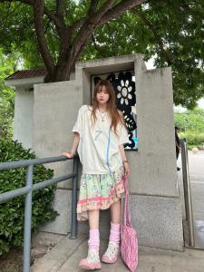 Váy Midi Chữ a Họa Tiết Hoa Cạp Chun Mùa Hè Cho Nữ Phong Cách Ngọt Ngào Màu Tương Phản Váy Midi Đa Năng Váy Midi Chữ a