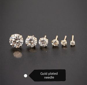 DaVee | 925 silver zircon stud earrings Gold plated zircon earrings
