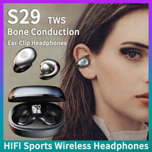 Real Bone Conduction Bluetooth Headphone S29 Wireless Headphones Tws Ear Clip With Microphone Hifi Stereo Sports Waterproof Headsets