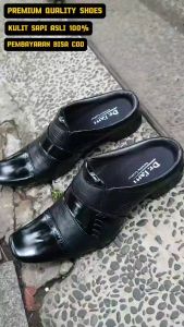 BEST SELLER!!! SEPATU SANDAL SELOP FORMAL SEPATU BUSTONG PRIA KULIT SAPI 100% KODE B6039 HITAM (PRODUKSI SENDIRI)