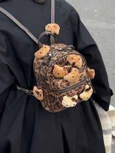 Sweet Lady Hello Kitty Cat Dual Shoulder Bag Womens College Student Niche Bookbag Commuting Color Collision Travel Backpack