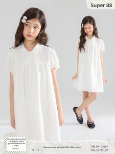 MUCMUKN | Cooling Lyocell Linen Dress Doll Collar Puff Sleeves