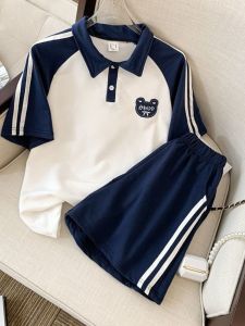 Polo Shirt Sports Wear Set Casual Short Sleeve Two Piece Suit for Teenage Girls Middle High School Students Summer Outfit