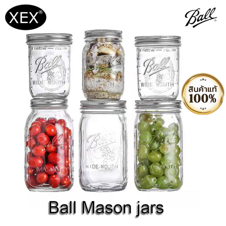 XEX Ball mason jars โหลแก้ว โหลแก้วสูญญากาศ glass sealed jar โหลแก้วมีฝาปิด Container for Canning, Preserving, Meal Prep, Oats, Jam, Jelly ขนาดต่างๆ
