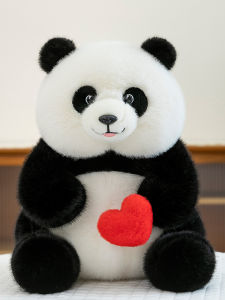 ตุ๊กตาแพนด้า ตุ๊กตาผ้าปักลายหัวใจ ของขวัญวันเกิดสำหรับเพื่อนรักและแฟนสาว ตุ๊กตาหมีหุ้มผ้าปัก PP สำหรับผู้ใหญ่