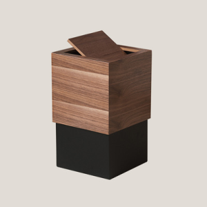 Nordic Style Wooden Trash Can Indoor Home Living Room Bathroom High End Square Hotel Paper Basket with Lid Simple Creative