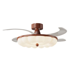 DGY | Retro Walnut Bubble Ceiling Fan Light