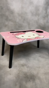 Meja Belajar Lipat Anak Karakter Lucu Ukuran 50 Cm x 30 Cm Meja Minimalis Aesthetic Meja Laptop Lipat Portable Meja Kecil Kayu