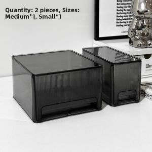 Transparent Acrylic Desktop Organizer Box Multi-layer Drawer Style Storage Shelf Office Desk Clutter-Free Box Rectangular Shape