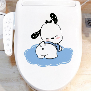 Cute Pacha Dog Toilet Lid Decorative Waterproof Stickers Bathroom Toilet Stickers