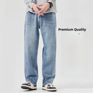 ROMON | Light Wash Casual Mens Jeans Romon Summer 2025 Loose Straight Leg Wide Leg Casual Trousers Versatile Youth Trend Cotton Blend