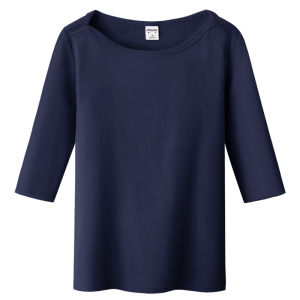 Elastic Cotton Ladies T-Shirt Half round Neck Base Shirt Simple Pure Color Autumn Wear Five Sleeve Womens Fashion Street Style