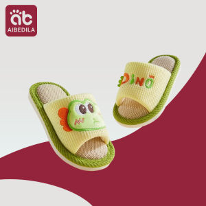 2025 Summer Baby Linen Floor Shoes Indoor Breathable Home Slippers Childrens Sandals Anti-slip Cartoon Slippers