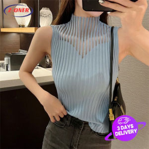 Z-ONER Womens T Shirts Retro Knitted T-shirt Hollow Suspender Vest Top