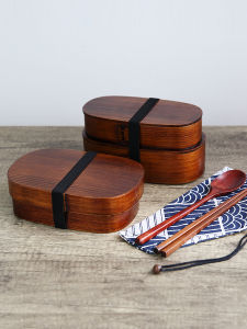 Japanese Style Wooden Bento Box Single Double Layer Partitioned Lunch Box Sushi Box Portable Picnic Box Dry Fruit Box