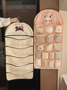 กระเป๋าใส่เสื้อผ้าผู้หญิงแบบแขวน 2 ด้าน กระเป๋าใส่เสื้อผ้าชั้นเดียวสำหรับใส่ถุงเท้าและเสื้อผ้าชั้นใน สำหรับใช้ในบ้าน