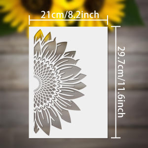 1PC 8.2×11.6inch Sunflower Half Flower Painting Stencil for Wall Fabric Bag Journal