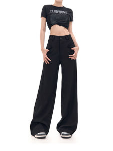 High Waist Straight Leg Casual Suit Pants Women plus Size Draping Slimming Long Trousers Korean Style Commute Pants