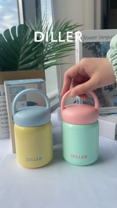 200mlกระติกน้ําสูญญากาศ Thermos สติกเกอร์ 316 พกพาสะดวก ใส่น้ำเย็นได้ ส่งสติ๊กเกอร์และจี้ได้