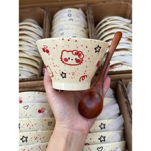 Bát Đựng Cơm Hình Mũ Hoạt Hình Bằng Gốm Sứ Kitty Cat Bát Đựng Cơm Trang Trí Nhà Bếp Cao Cấp Cho Người Lớn Hình Mũ Hoạt Hình