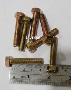 Baut Mur Kuning - Baut 12/8mm x 4cm (Paket 25pcs)