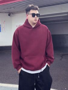 CHENMU | Heavy Weight Firm American Style Fashionable Wine Red Hoodie Autumn Winter
