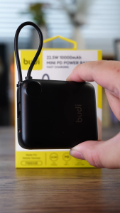 BUDI 10000 mAH PD 22.5W Compact Mini Power Bank Built-in Cable