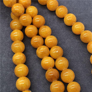 ลูกปัดหยกสีเหลืองสีส้ม6-12มม. กลมหินหลวมธรรมชาติ Diy สําหรับสร้อยข้อมือ