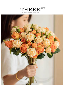 ต้นไม้ดอกไม้ประดับห้องรับแขกสไตล์ยุโรป Tlife Burnt ดอกกุหลาบสีแดง ดอกไม้เทียม ขอบไหม้ ตกแต่งโต๊ะทานอาหาร ตกแต่งบ้าน สไตล์ยุโรป