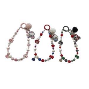 KT hairy ball mobile phone chain crystal black powder sweet cool color bag alloy hanging decoration keychain pendant