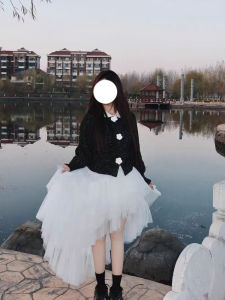 Váy Lưới Dài Nửa Thân Không Đều Màu Trắng Mùa Thu Mới Cạp Cao Thon Gọn Đa Năng Váy Chữ a Màu Trơn Chất Liệu Khác