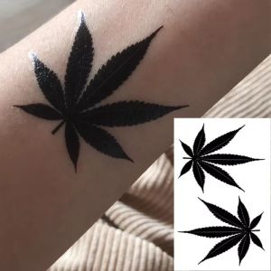 10/5 Sheets Waterproof Temporary Tattoo Sticker Black Maple Leaf Fake Tattoo for Women Men Body Art Shoulders Neck Arms Tatoo