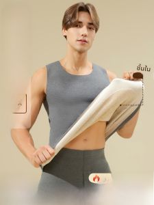 MiiOW | เสื้อกั๊กผ้าขนสัตว์หนาสำหรับผู้ชาย แขนยาว ป้องกันลม ทรงหลวม คอตั้ง ปกเสื้อคอกลม เสื้อชั้นในฤดูหนาว MiiOW Catman