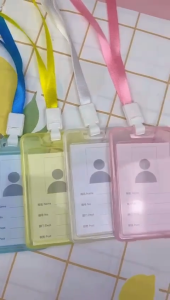 GBS Name Tag Id Card Plastik Vertical Horizontal Lanyard Potrait Motif Polos Warna Warni