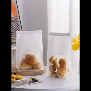 50pcs Beg Kraf Roti dengan Tingkap – Toast Freshness Bag Resealable Roll Top Bread Packaging 烘培面包袋