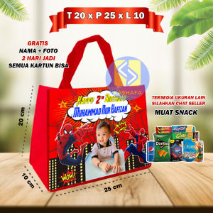 (40 PCS) TAS ULTAH CUSTOM PALING MURAH / GOODIE BAG CUSTOM PALING MURAH CUSTOM/Tas souvenir ultah goodie bag ulang tahun murah tas muat snack ultah gratis nama dan foto tas ulang tahun anakGoodie bag ulang tahun anak muat snack tas ultah free desain