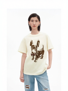 Cotton Dachshund Print Womens T-shirt Short Sleeves