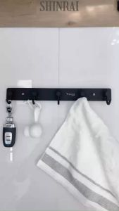 ( Dán Tường - Khoan Tường ) Móc Treo Đồ Móc Dài Treo Quần Áo Nhà Tắm Sau Cửa Bếp INOX SUS304 Đen Titanium SHINRAI