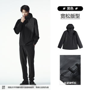 Black Hooded Sports Jacket Outdoor Soft Shell Outerwear Spring Autumn New Arrival PEACEBIRD Mens Fashion Urban Style Long Sleeve Zipper Closure