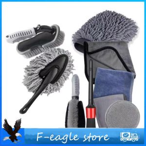 Car Tool Brush Car Wash Brush Tire Brush Wheel Hub Brush Car Beauty Detail Brush Air Outlet Brush Encrypted Car Wash Gloves Car Mop Tool Does Not Harm Car Soft Brush
