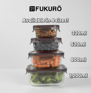 Fukuro Airtight Glass Food Container | Made with Yoki Borosilicate Glass (Square)