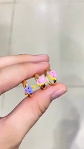Cincin Anak Emas Asli Kadar 70 16k Boneka Ice Cream Dino Kartun Ungu Pink Baby Bayi Tanpa Permata