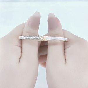 SO SEOUL Claire Mother of Pearl Half Encrusted Emerald Austrian Crystal Rose Gold Side Hinged Bangle