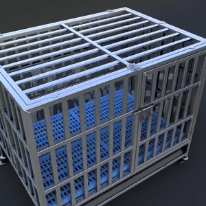 Stainless Steel Dog Cage With Tray and Wheels Large Suitable Dog House Foldable Dog Crate Thicken Cage Indoor & Outdoor