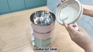 3 layer insulated lunch box stackable lunch box with bag stainless steel lunch box home work picnic portable hot food container