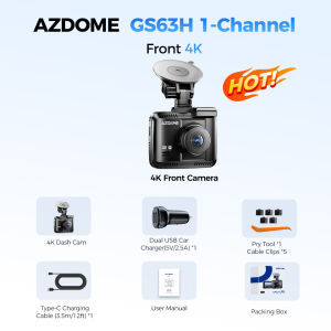 Azdome | AZDOME GS63H DashCam 4K WiFi GPS Dash Camera for Cars 2.4 IPS Screen Super Night Vision 24H Parking Monitor 150° Wide Angle