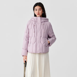 Koradior | Hooded Short Turtleback Casual Down Jacket For Petite 90% Duck Down