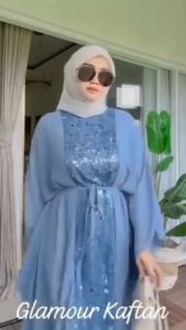 Glamor Kaftan Ceruty Mix Tile Squin Gamis Wanita Terbaru 2024 Viral Dress Kondangan Wanita Elegan